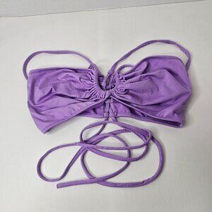 Women's Purple Crop Top Criss Cross Lace Up Size M